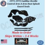 NEW 1971 1972 Cadillac Deville 6 Pc CONTROL ARM A-ARM DUST SPLASH GUARD SEALS CAD-ASL-090